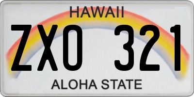 HI license plate ZXO321