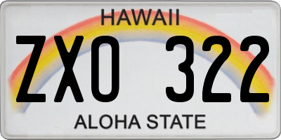 HI license plate ZXO322