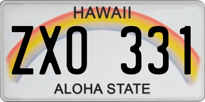 HI license plate ZXO331