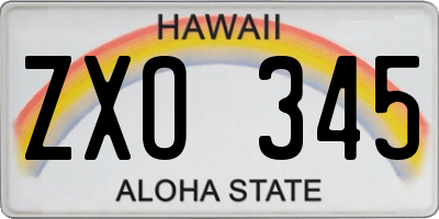 HI license plate ZXO345