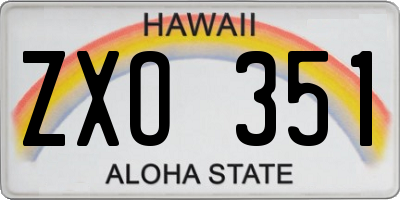 HI license plate ZXO351