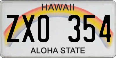 HI license plate ZXO354