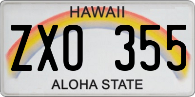 HI license plate ZXO355