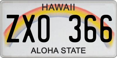 HI license plate ZXO366