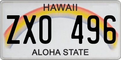 HI license plate ZXO496