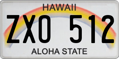 HI license plate ZXO512