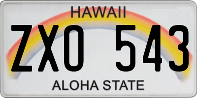 HI license plate ZXO543