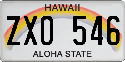 HI license plate ZXO546