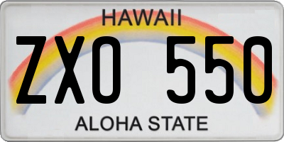 HI license plate ZXO550