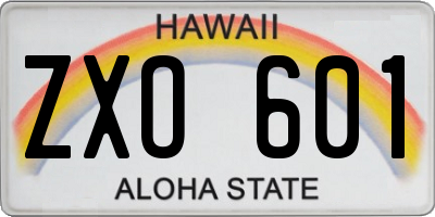 HI license plate ZXO601