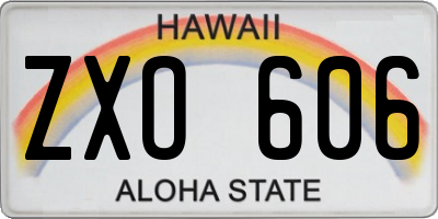 HI license plate ZXO606