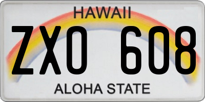 HI license plate ZXO608