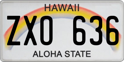 HI license plate ZXO636