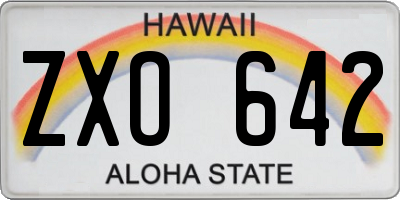 HI license plate ZXO642
