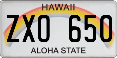 HI license plate ZXO650