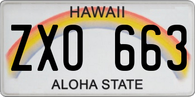 HI license plate ZXO663