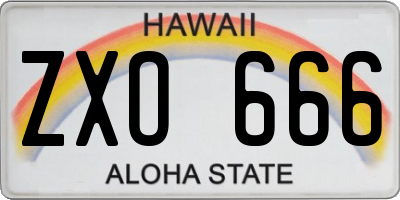 HI license plate ZXO666