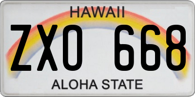 HI license plate ZXO668