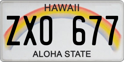 HI license plate ZXO677