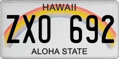 HI license plate ZXO692