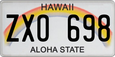 HI license plate ZXO698