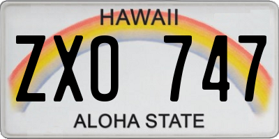 HI license plate ZXO747