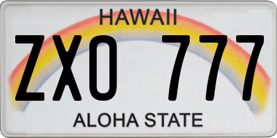 HI license plate ZXO777