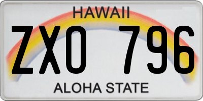 HI license plate ZXO796