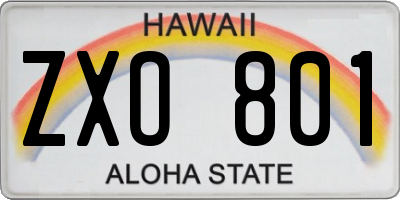 HI license plate ZXO801
