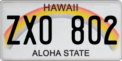 HI license plate ZXO802