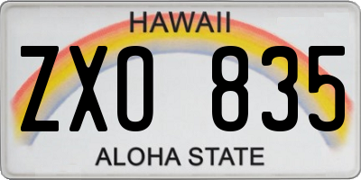 HI license plate ZXO835