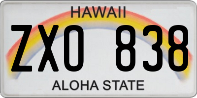 HI license plate ZXO838
