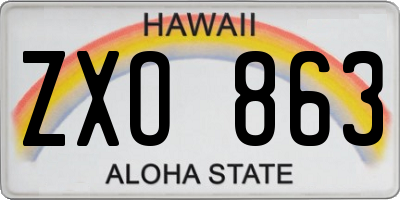 HI license plate ZXO863