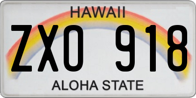 HI license plate ZXO918