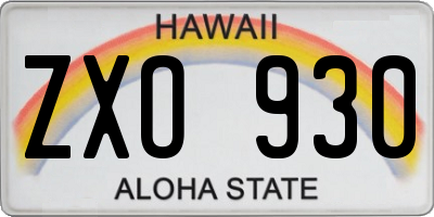 HI license plate ZXO930