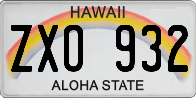 HI license plate ZXO932