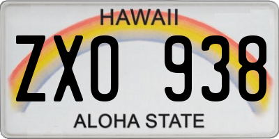 HI license plate ZXO938