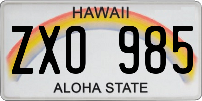HI license plate ZXO985