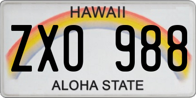 HI license plate ZXO988