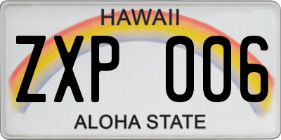 HI license plate ZXP006