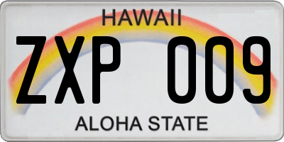 HI license plate ZXP009
