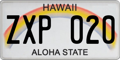HI license plate ZXP020