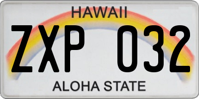 HI license plate ZXP032