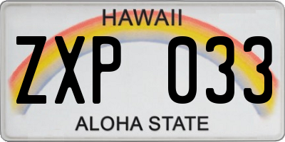 HI license plate ZXP033