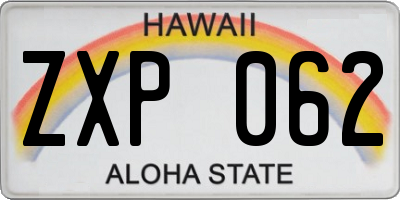 HI license plate ZXP062