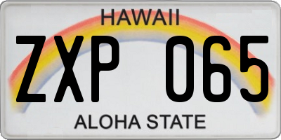 HI license plate ZXP065