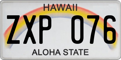 HI license plate ZXP076
