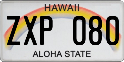 HI license plate ZXP080