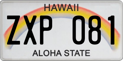 HI license plate ZXP081