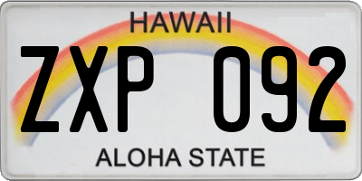 HI license plate ZXP092